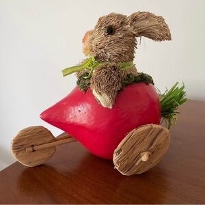 Pier 1 Sisal Rabbit Easter Bunny Riding Turnip